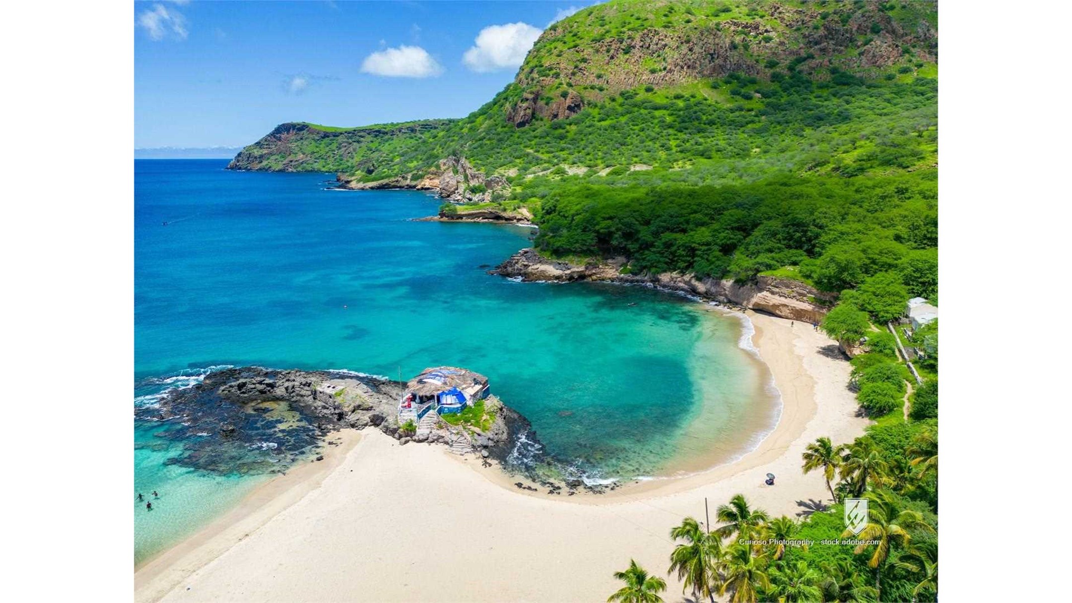 cape verde beach cabo verde tarrafal africa paradise praia aerial top above exotic coco mountainous volcanic landscape